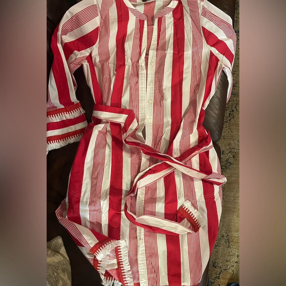 J crew isola red and white dress size 14 nwt